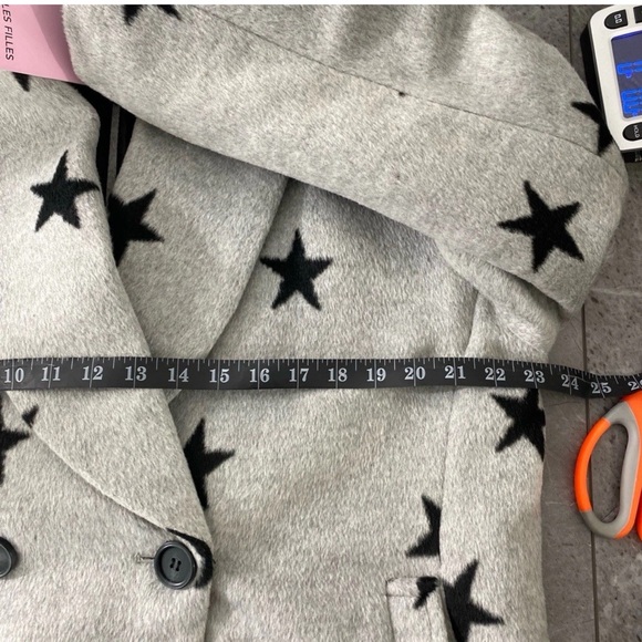 Avec Les Filles Gray Double Face Star Print Cocoon Coat - Picture 11 of 13
